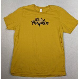 HELLO PUMPKIN - WOMEN'S YELLOW SHORT SLEEVE FITTED T-SHIRT - SIZE XL